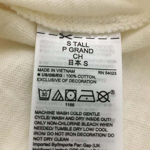 NEW! GAP embroidered HELLO Creamy Off-White ringer style t-shirt  - S Tall - Picture 6 of 7